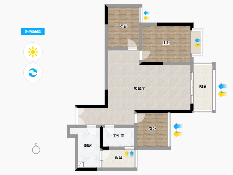 贵州省-贵阳市-中环国际D区-80.80-户型库-采光通风