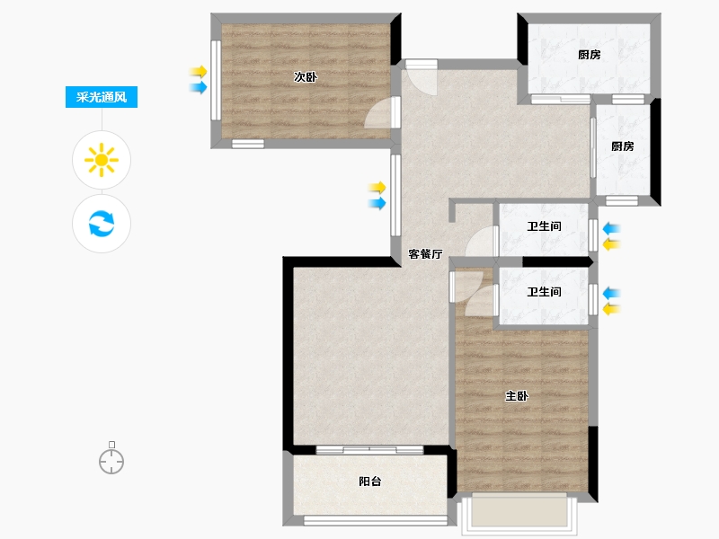 湖南省-郴州市-明大公园九里-105.15-户型库-采光通风