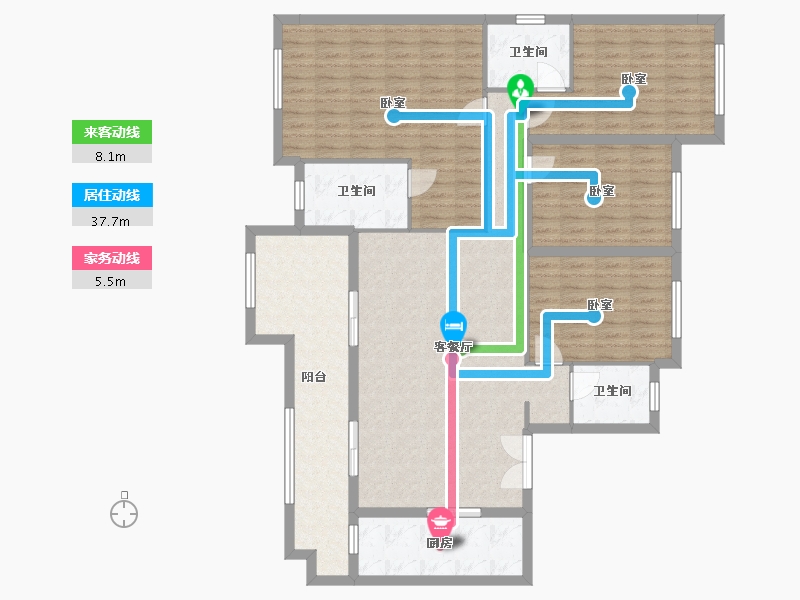 贵州省-遵义市-云玺九龙庭-130.90-户型库-动静线