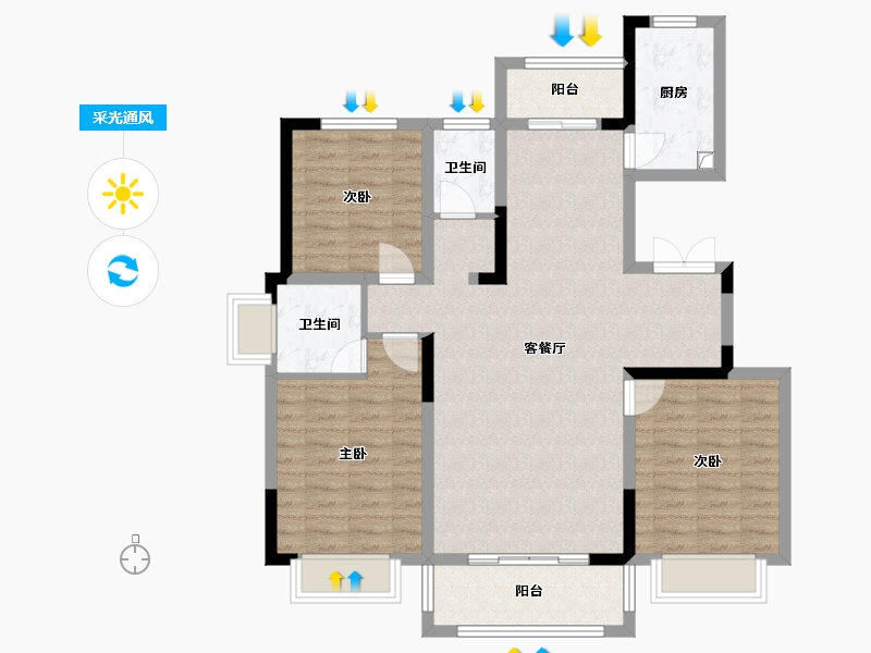 河南省-焦作市-璞玥府-99.42-户型库-采光通风