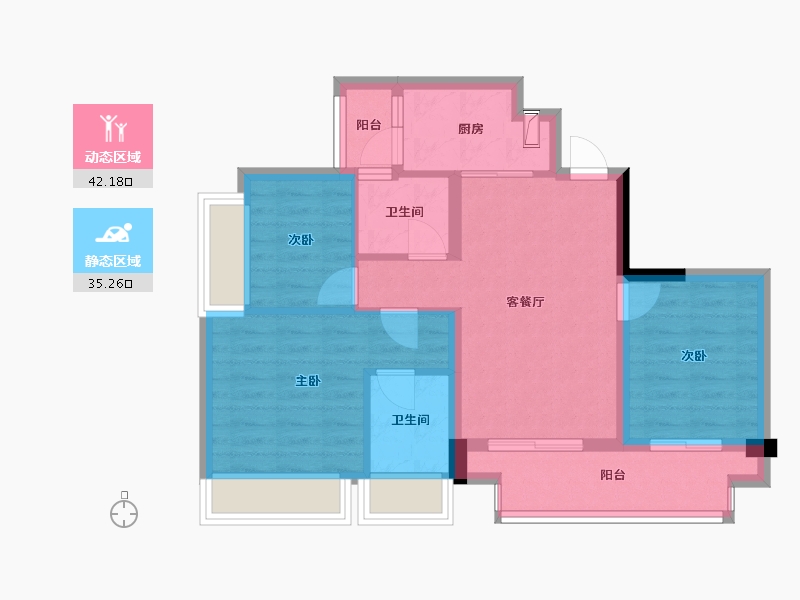 重庆-重庆市-荣盛滨江华府三期项目部-81.00-户型库-动静分区