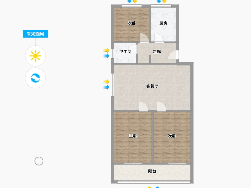 陕西省-西安市-航建小区-83.30-户型库-采光通风