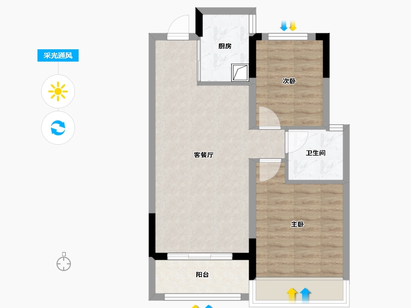 浙江省-台州市-天宸苑-61.00-户型库-采光通风