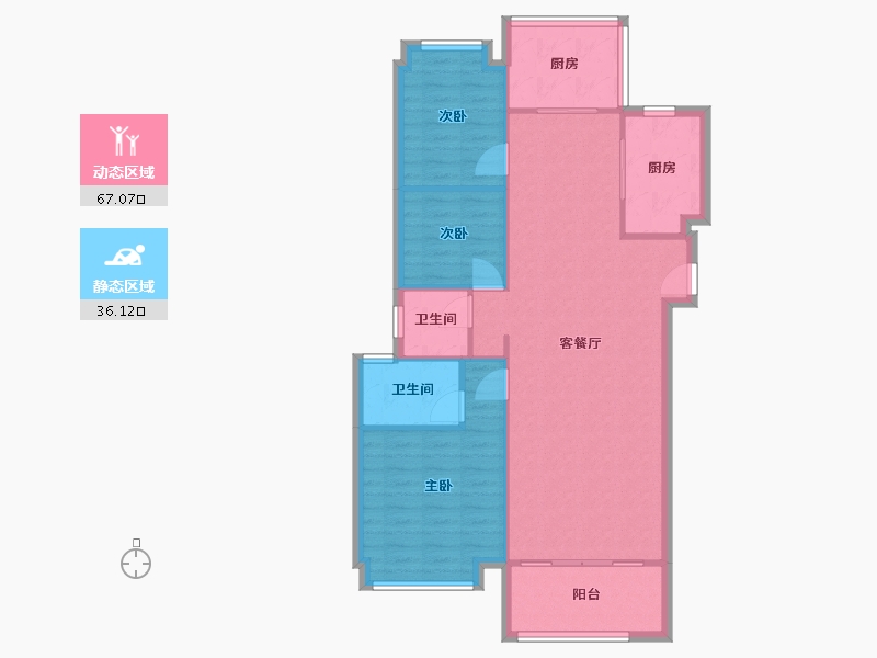 湖南省-长沙市-五矿万境蓝山-91.61-户型库-动静分区