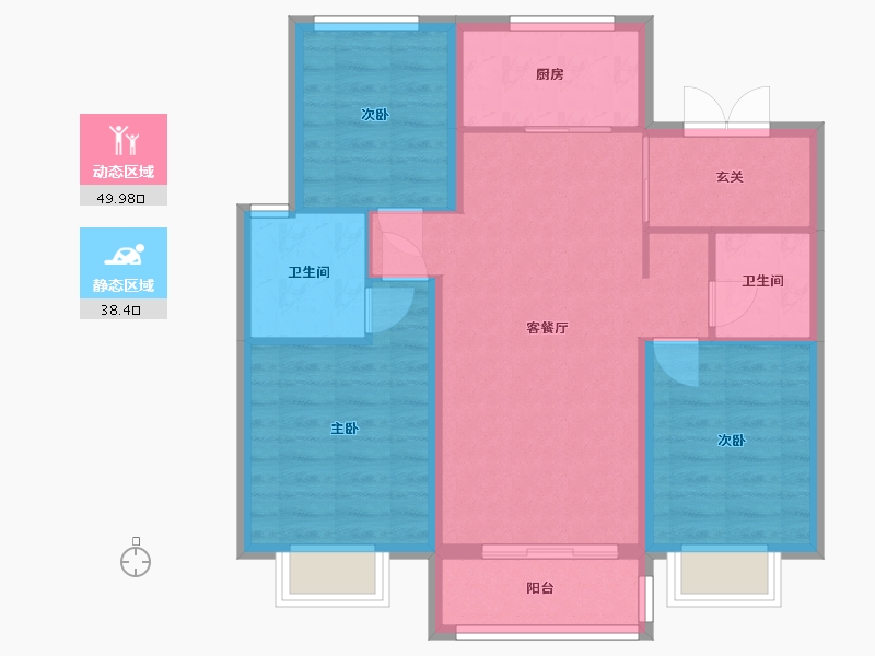 河北省-石家庄市-万科翡翠书院-89.03-户型库-动静分区