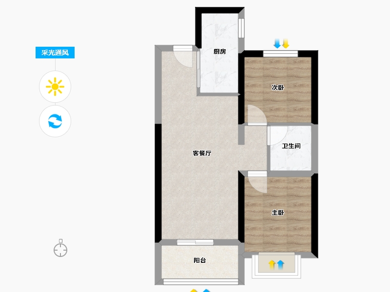 河北省-石家庄市-保利时光印象-76.00-户型库-采光通风