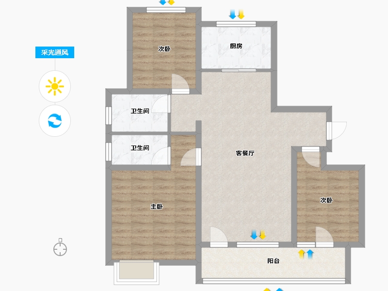 河北省-石家庄市-尚峰云筑-106.00-户型库-采光通风