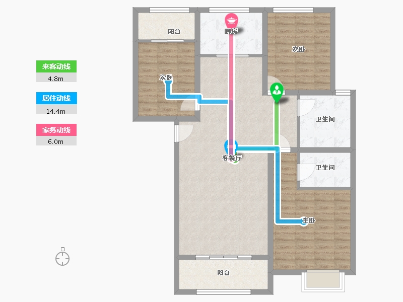 山东省-济宁市-燕京花园-四期-109.60-户型库-动静线