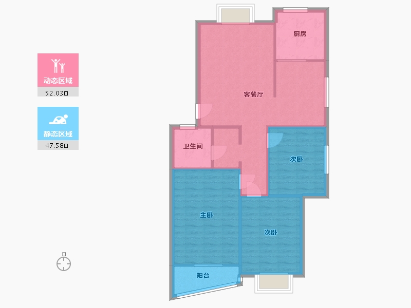 河南省-郑州市-金色港湾-100.75-户型库-动静分区