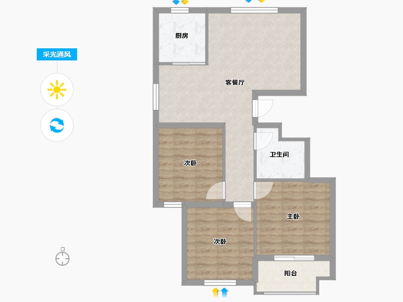 河北省-邯郸市-紫钢苑-72.50-户型库-采光通风