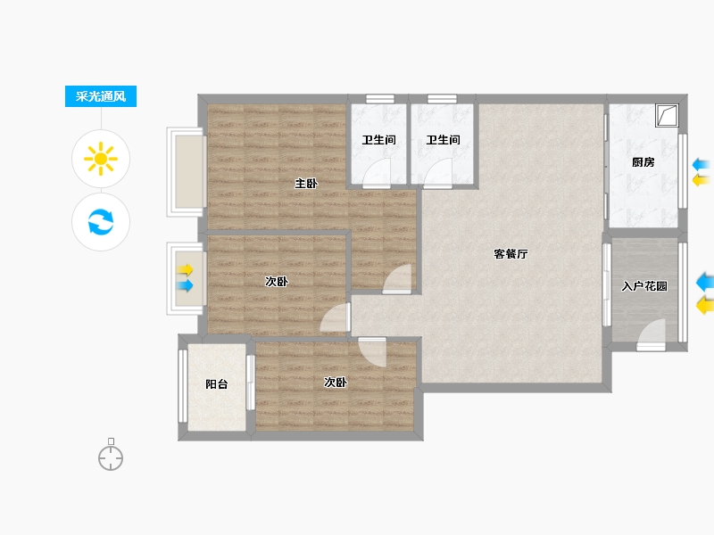 福建省-龙岩市-莲西小区-96.00-户型库-采光通风