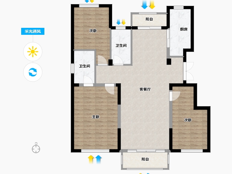 黑龙江省-大庆市-春风十里-120.00-户型库-采光通风