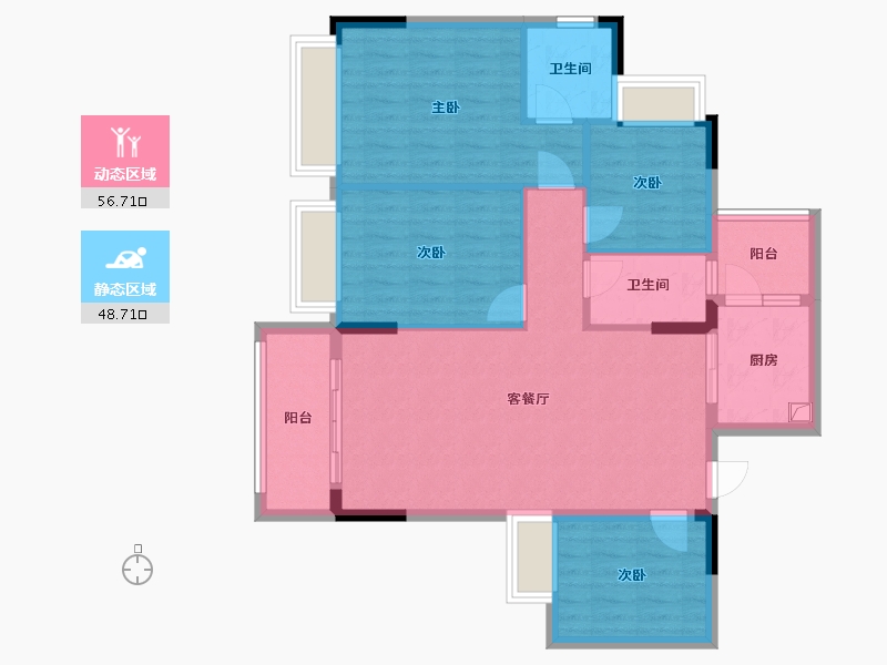 广东省-清远市-玲珑居-100.88-户型库-动静分区