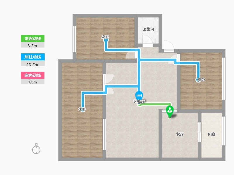 浙江省-金华市-廿三里-86.40-户型库-动静线