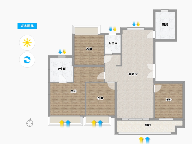 江苏省-常州市-时代天悦-120.00-户型库-采光通风