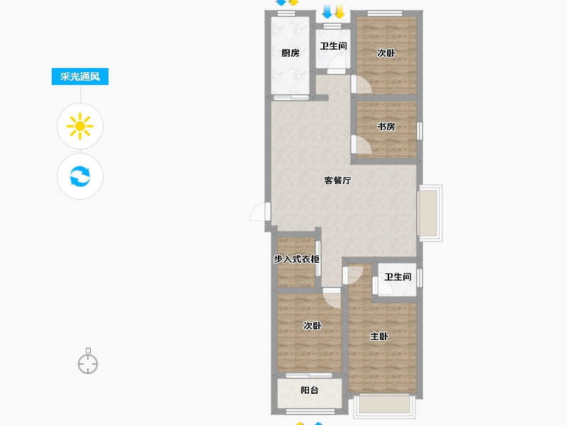 山东省-潍坊市-兰溪学府-108.58-户型库-采光通风