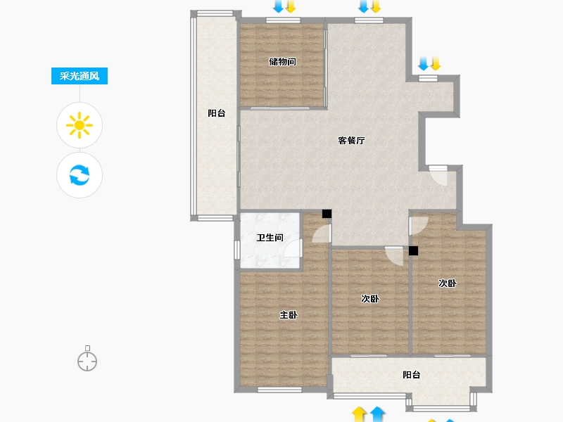 浙江省-嘉兴市-优佳花苑-131.00-户型库-采光通风