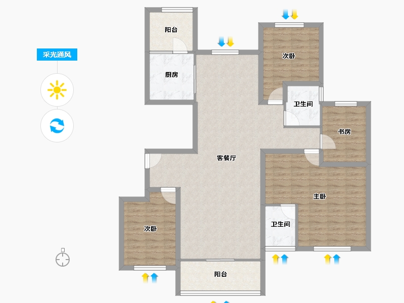 黑龙江省-鹤岗市-深物业前海港湾花园-122.89-户型库-采光通风