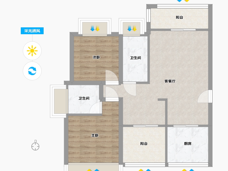 广东省-深圳市-佳华领域广场一期-65.25-户型库-采光通风