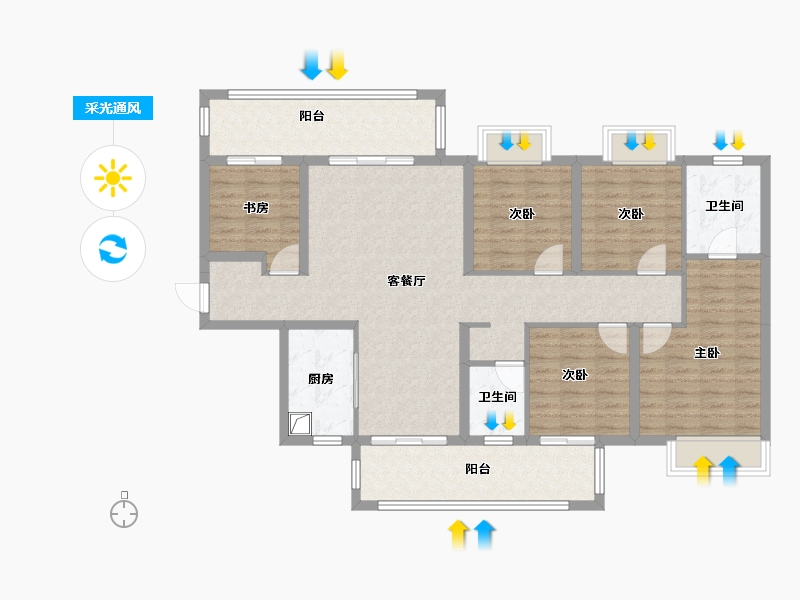 广西壮族自治区-南宁市-路桥一区-128.00-户型库-采光通风