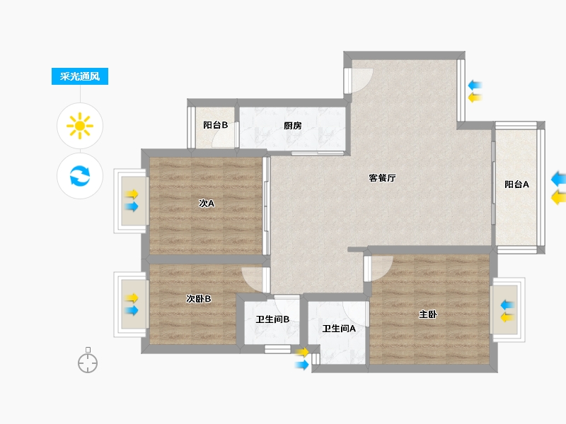 广东省-深圳市-中海怡美山庄-81.81-户型库-采光通风