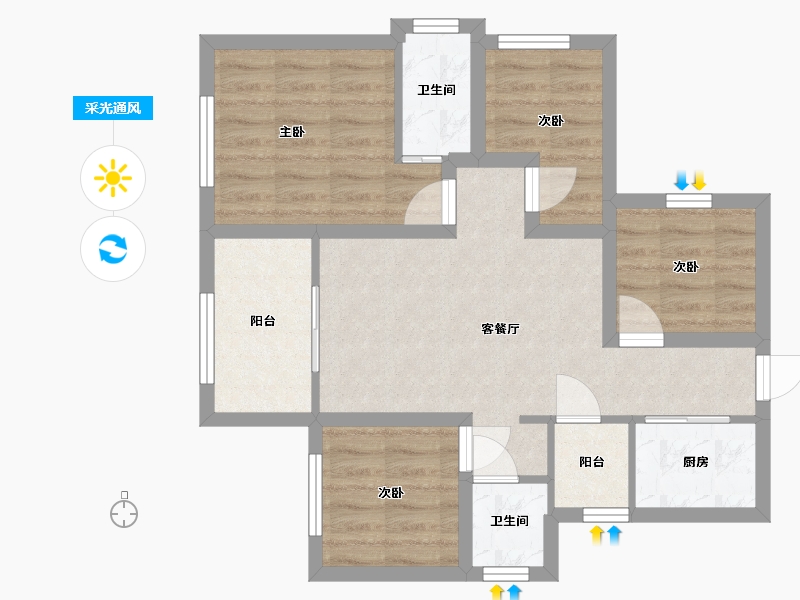 广东省-深圳市-仁恒峦山美地-65.28-户型库-采光通风