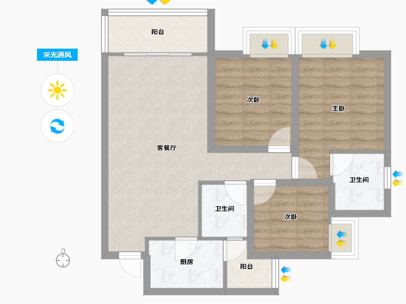 广东省-深圳市-宜城风景花园-71.93-户型库-采光通风