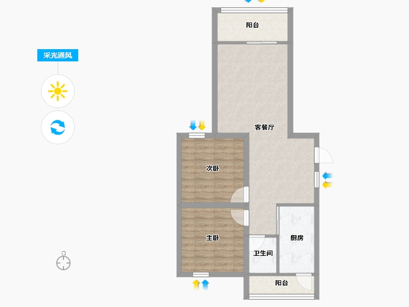 广东省-深圳市-绿茵华庭-64.37-户型库-采光通风