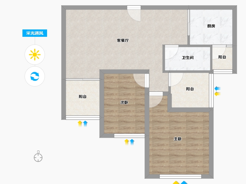 黑龙江省-鹤岗市-深物业前海港湾花园-66.04-户型库-采光通风