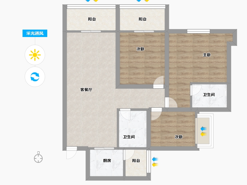 广东省-深圳市-文峰华庭-70.99-户型库-采光通风