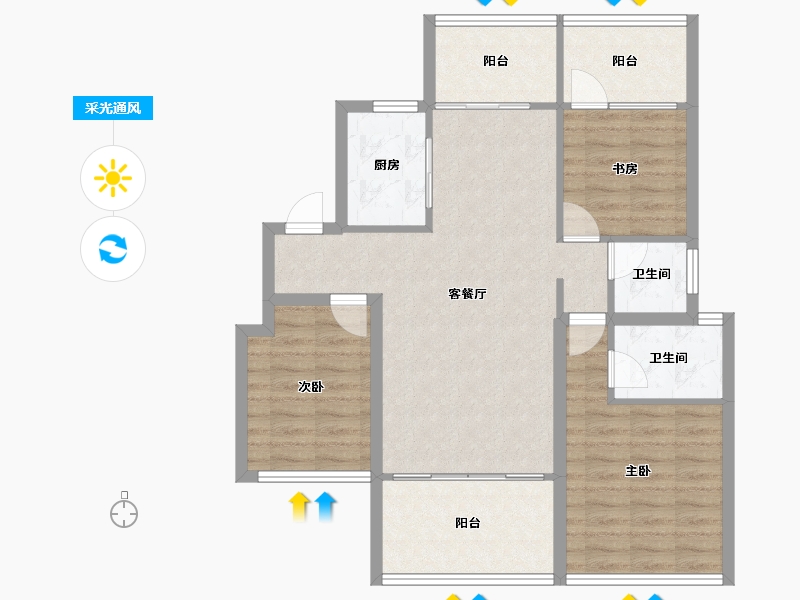 广东省-深圳市-宜城风景花园-87.98-户型库-采光通风