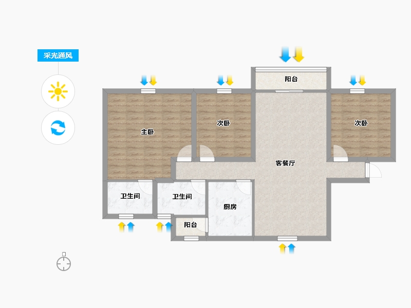 广东省-深圳市-欧意轩花园-98.96-户型库-采光通风