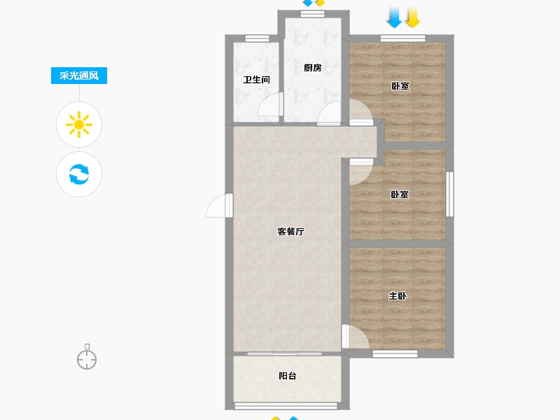 广东省-深圳市-滢水山庄二区-73.44-户型库-采光通风