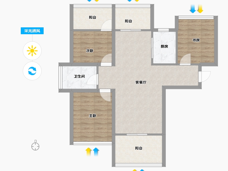 广东省-深圳市-宜城风景花园-77.95-户型库-采光通风