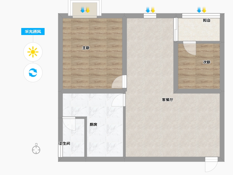 广东省-深圳市-鹏达花园-61.00-户型库-采光通风