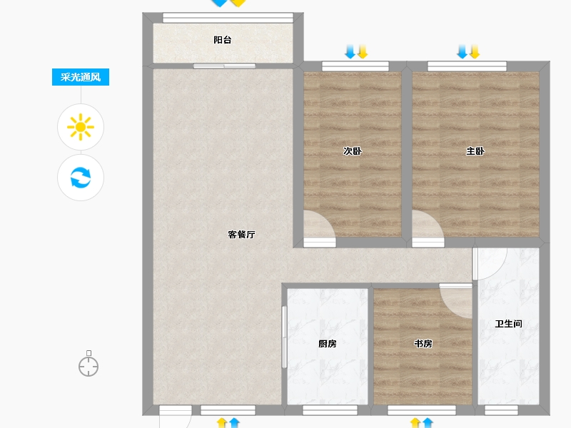 广东省-深圳市-家和花园-75.05-户型库-采光通风