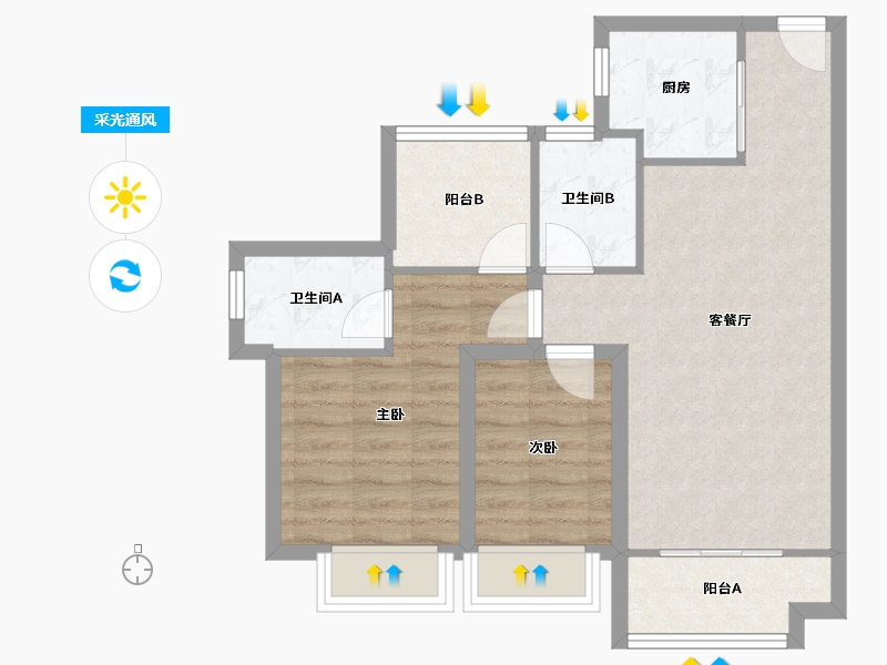 广东省-深圳市-远洋新天地花园（一期）-65.29-户型库-采光通风