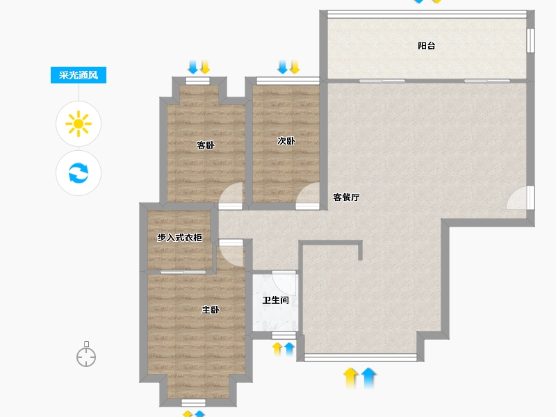 广东省-深圳市-万科翰邻城-105.55-户型库-采光通风