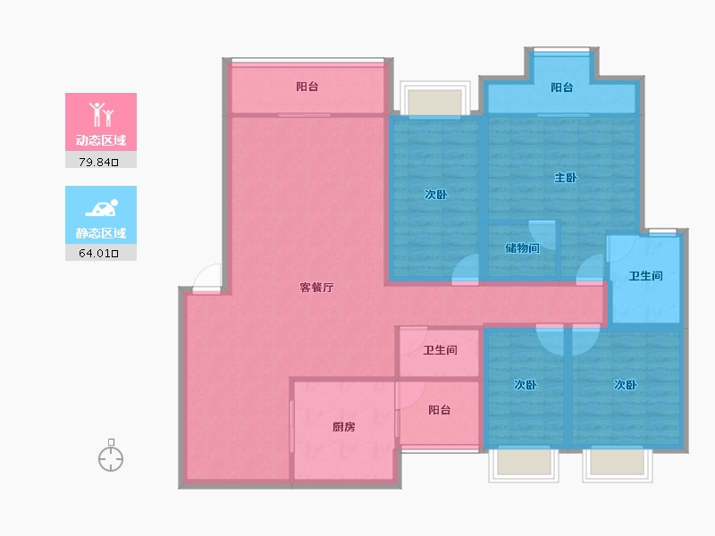 黑龙江省-鹤岗市-招商海琴花园-128.88-户型库-动静分区