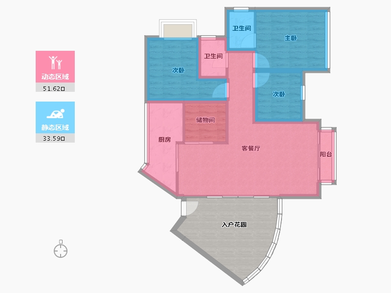 广东省-深圳市-中海怡美山庄-92.43-户型库-动静分区