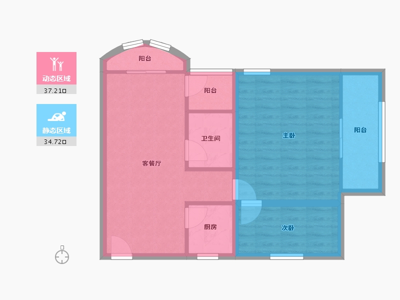 广东省-深圳市-卓弘高尔夫雅苑-64.57-户型库-动静分区