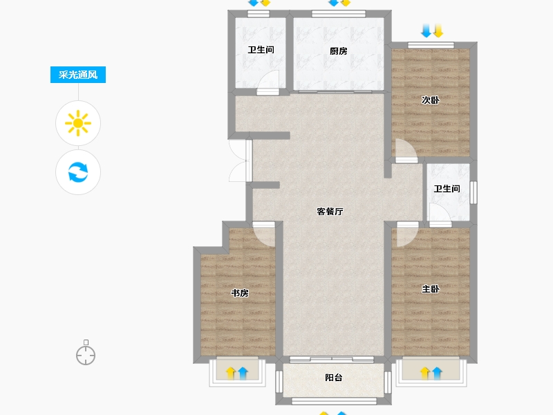 陕西省-榆林市-正林小区-103.20-户型库-采光通风