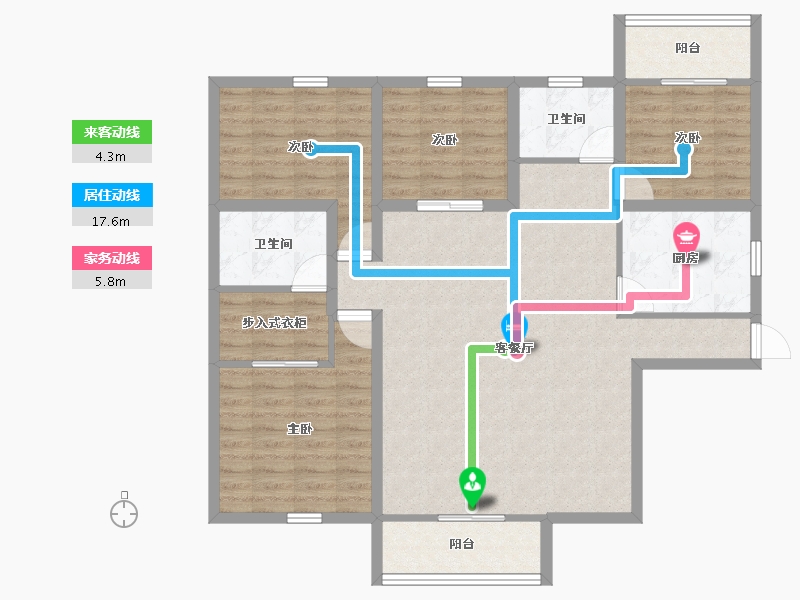 黑龙江省-鹤岗市-蓝漪花园-109.30-户型库-动静线