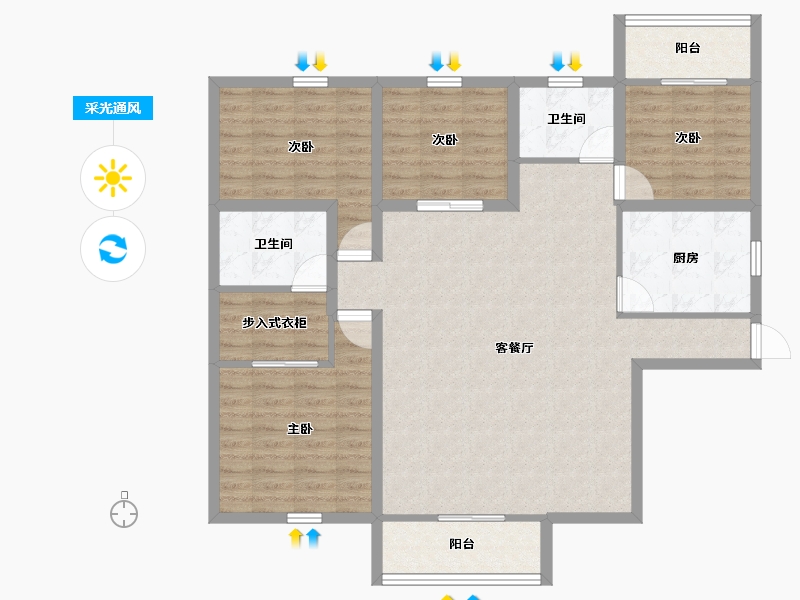 黑龙江省-鹤岗市-蓝漪花园-109.30-户型库-采光通风