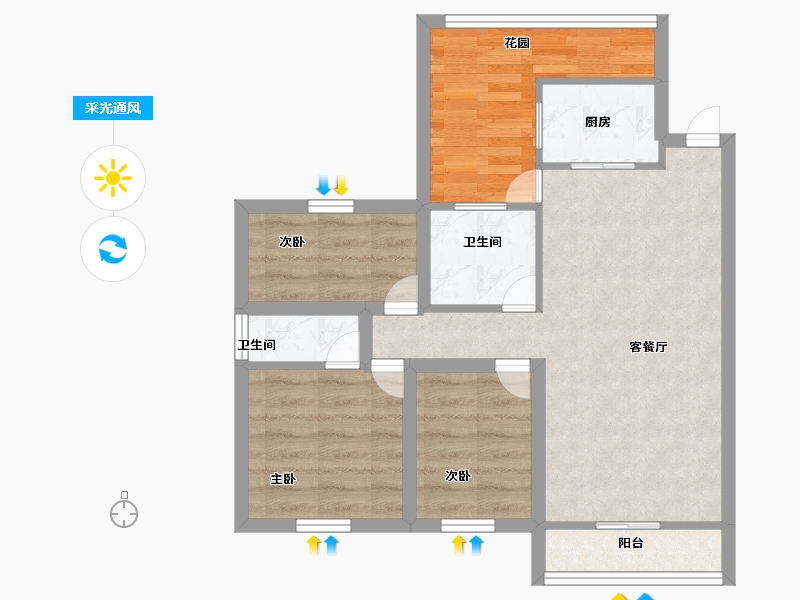 广东省-深圳市-吉祥来花园-62.99-户型库-采光通风