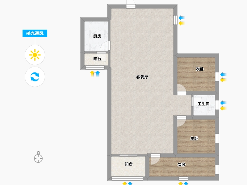 广东省-深圳市-城南雅筑-65.99-户型库-采光通风