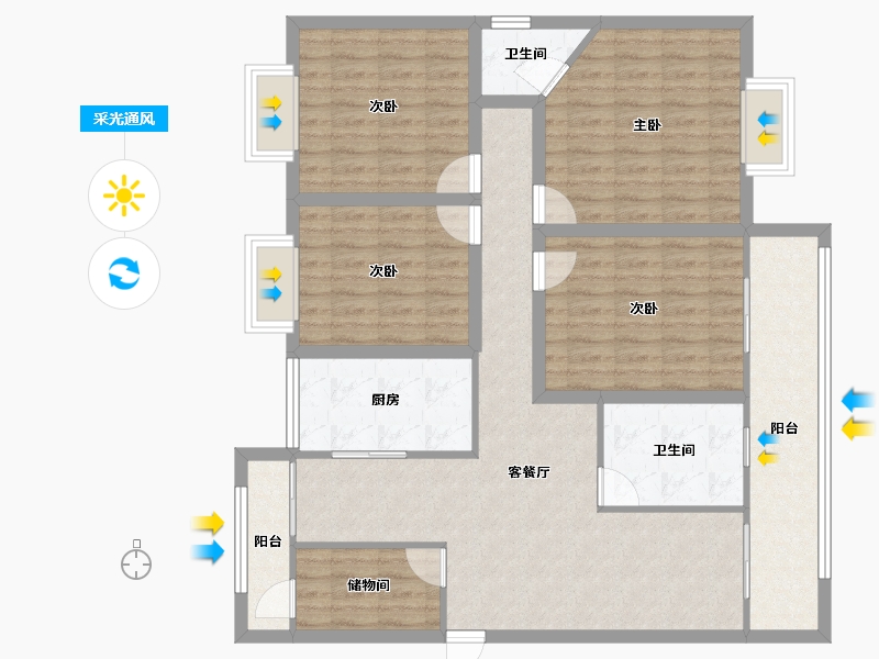 黑龙江省-鹤岗市-绿海湾-117.46-户型库-采光通风