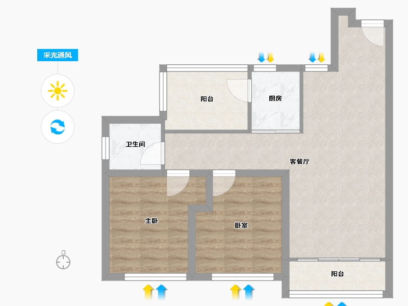 广东省-深圳市-天玑公馆-64.91-户型库-采光通风