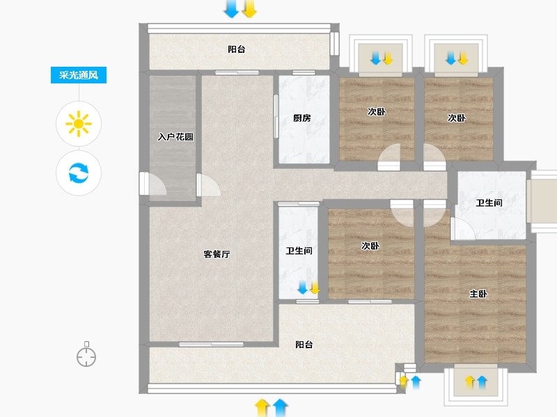 黑龙江省-鹤岗市-绿海湾-70.00-户型库-采光通风