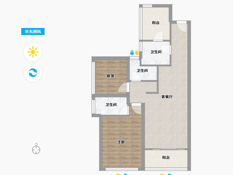 广东省-深圳市-幸福城二期-71.36-户型库-采光通风